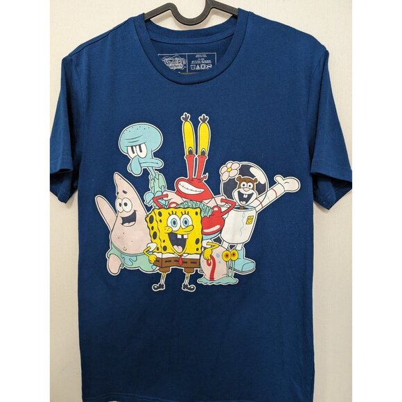 Unisex SpongeBob SquarePants The Gang T-Shirt Blue Size Small - Picture 1 of 4